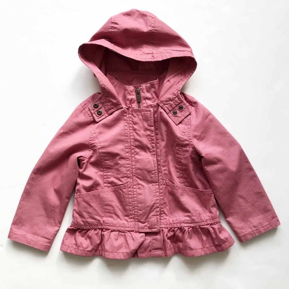 Old Navy pink hooded peplum  jacket EUC 3T
